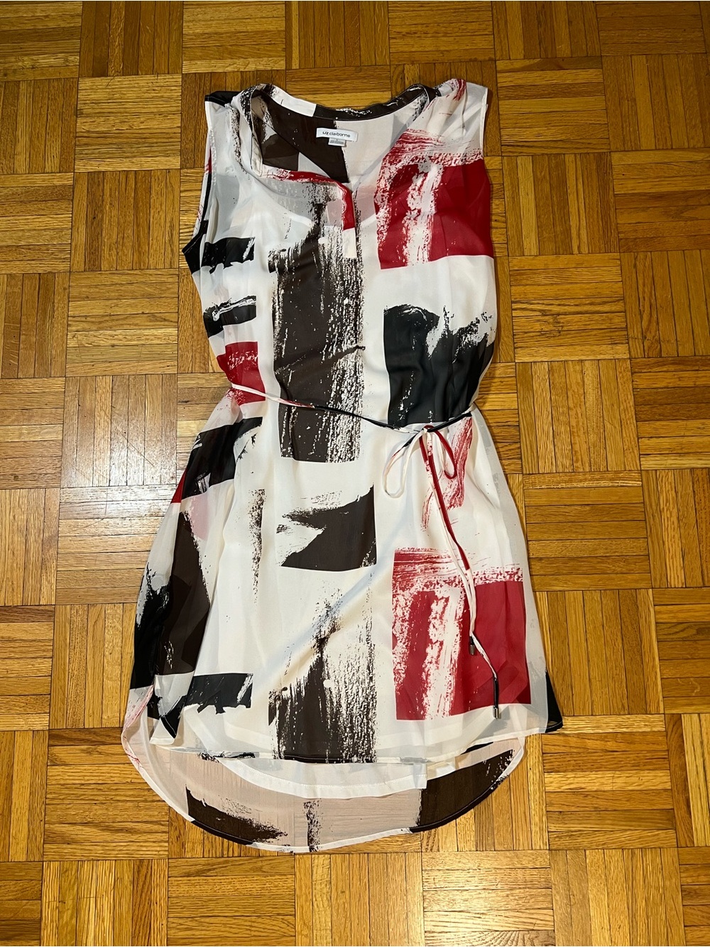 Date Night Liz Claiborne Tunic Dress in White, Red, and Black size  large